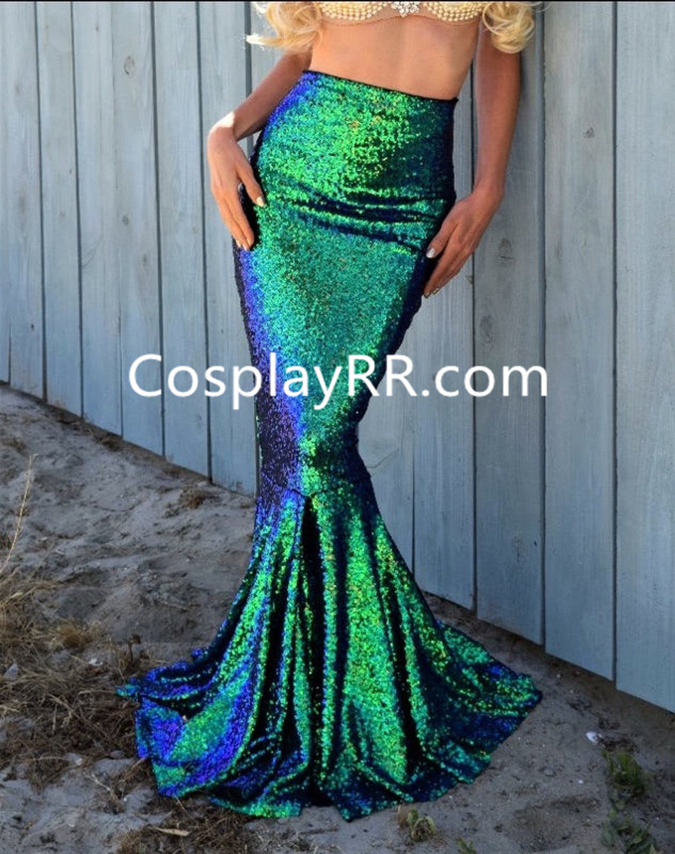 High waist green sequin mermaid tail skirt Mermaid Costume – Cosplayrr