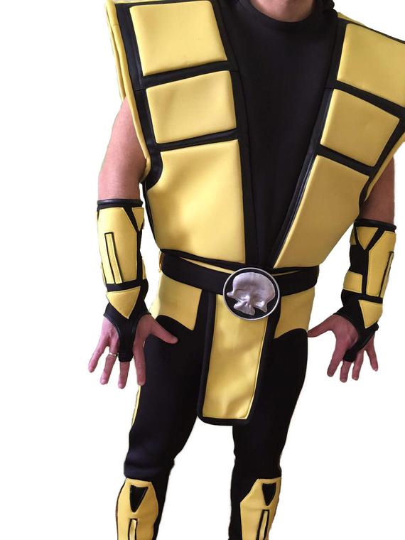 Buy Mortal Kombat Cosplay Costume, Scorpion Costume Yellow Vest