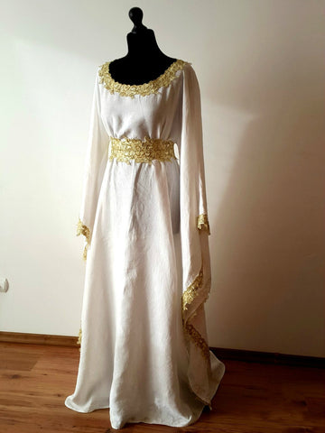 White Medieval Dress Celtic gown elven dress