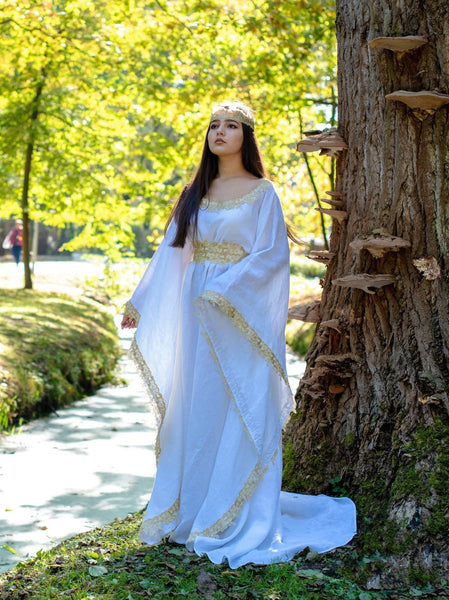 White Medieval Dress Celtic gown elven dress