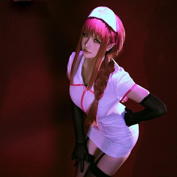 Makima Wig Sexy Nurse's uniform Outfit from Chainsaw Man Blood Fiend Power Nurse Cosplay Costume