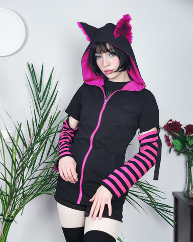 PINK male female cut Cat ears Hoodie