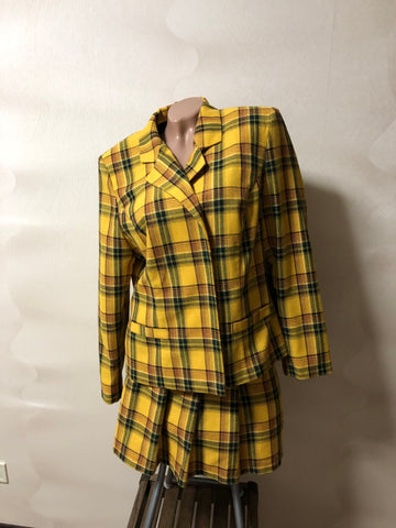 Plaid Jacket Skirt Yellow plaid skirt Plaid tartan set School uniform Clueless skirt Clueless jacket Cher Clueless costume Halloween costume