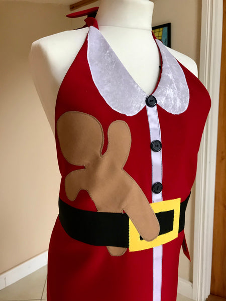 Mrs Claus Apron, Christmas Miss Santa Apron Festive Christmas Apron