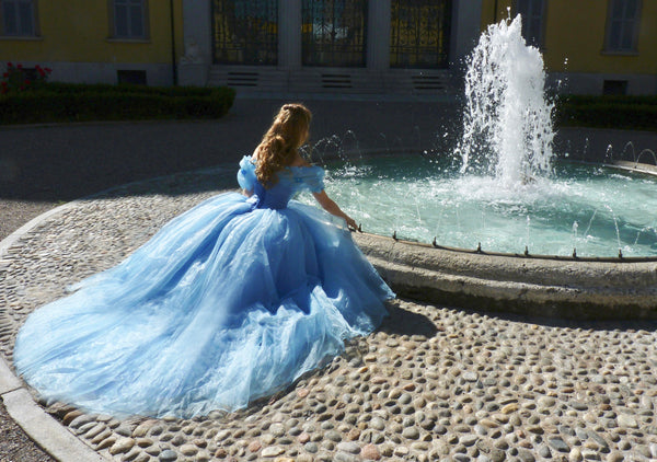 Halloween Costume Cosplay Princess Dress Cinderella Blue Ball Gown