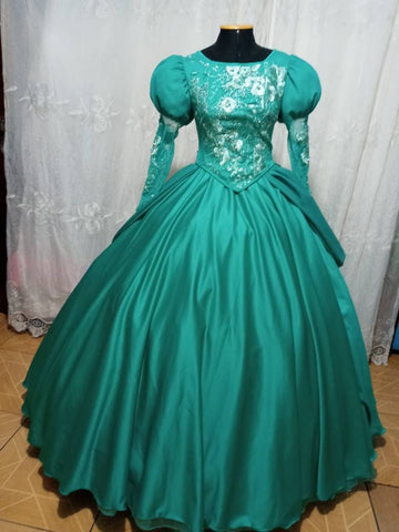 Costume princess Cosplay Ariel Teal gown Little mermaid dress