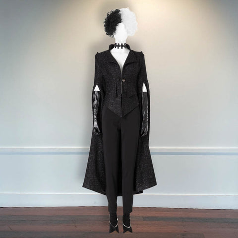 Outfit Movie Cruella De Vil Halloween Outfit Cruella De Vil Black Coat Costume Cosplay