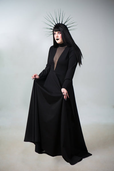 Evil Queen Star Wars Sith Costume Custom to Petite to Plus Size Goth Witchy Gown Deep V Neck Black Gothic Wedding Dress