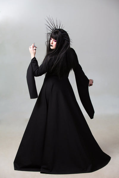 Evil Queen Star Wars Sith Costume Custom to Petite to Plus Size Goth Witchy Gown Deep V Neck Black Gothic Wedding Dress