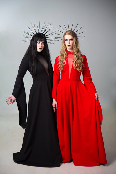 Evil Queen Star Wars Sith Costume Custom to Petite to Plus Size Goth Witchy Gown Deep V Neck Black Gothic Wedding Dress