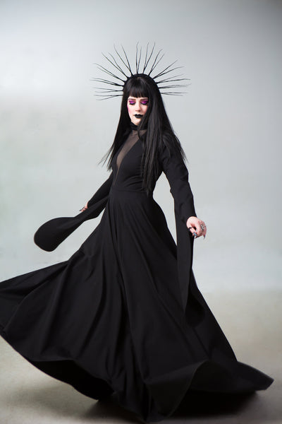 Evil Queen Star Wars Sith Costume Custom to Petite to Plus Size Goth Witchy Gown Deep V Neck Black Gothic Wedding Dress