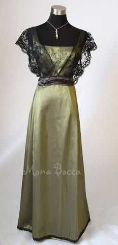 Styled lace bridesmaids dress Treasured by many Edwardian Dress olive sage green Titanic dinner Downton Abbey vintage