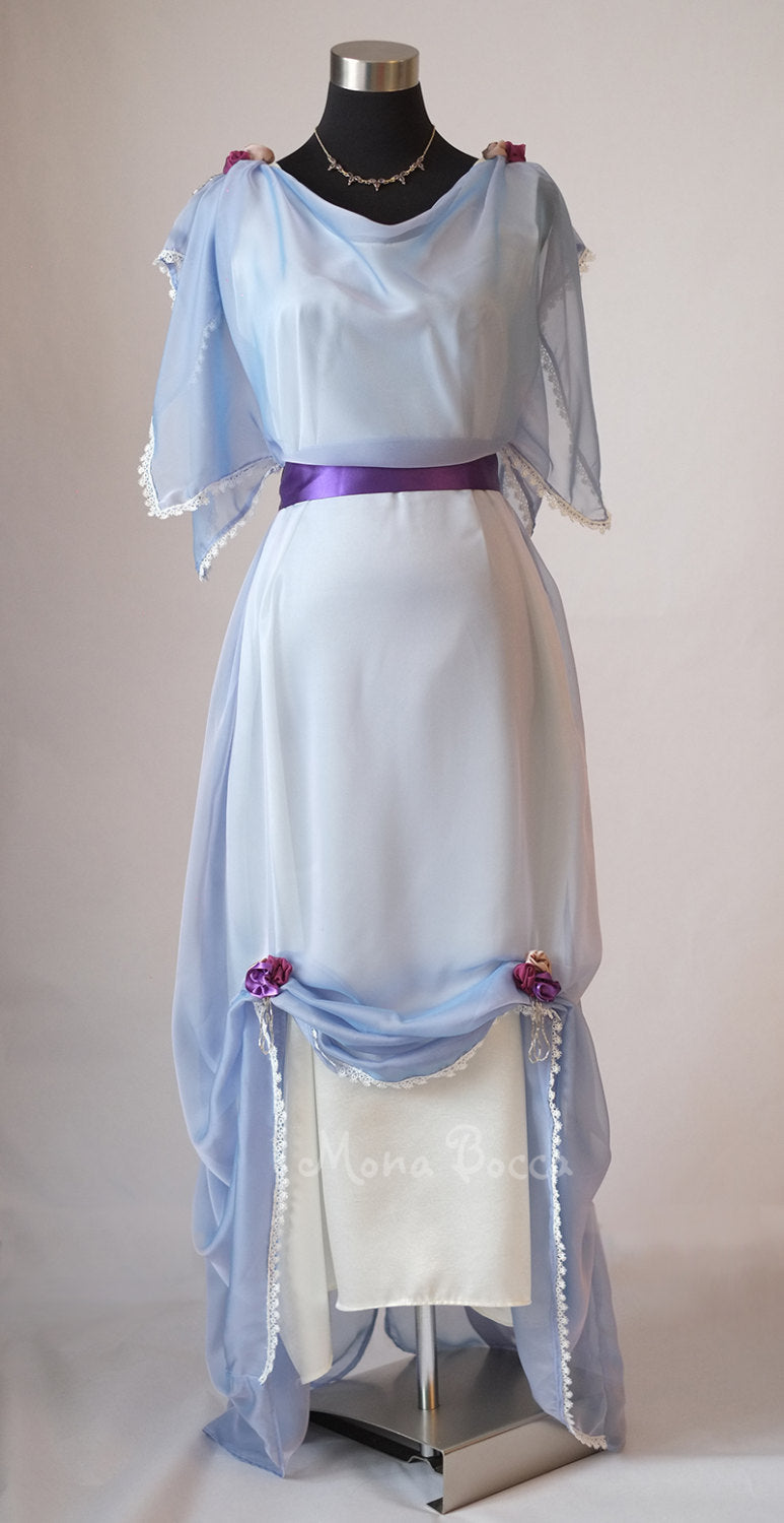 Gilded Age Downton Abbey inspired Titanic styled dress Made in England Edwardian light blue evening dress