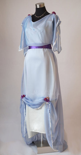 Gilded Age Downton Abbey inspired Titanic styled dress Made in England Edwardian light blue evening dress