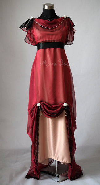 Inspired Titanic 1912 dress Alternative wedding Burgundy red dress Edwardian wine evening dress Gilded Age attire Downton Abbey