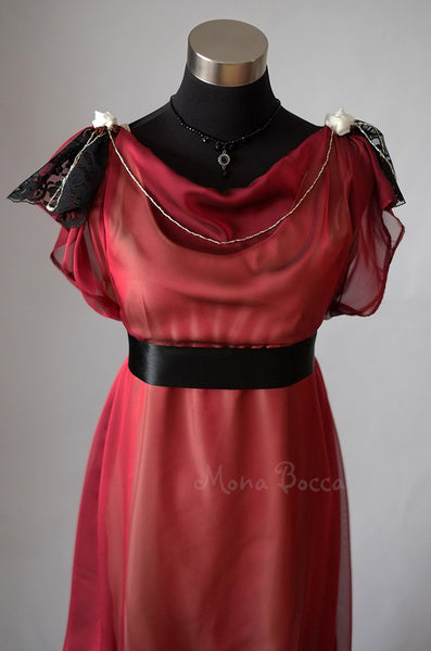 Inspired Titanic 1912 dress Alternative wedding Burgundy red dress Edwardian wine evening dress Gilded Age attire Downton Abbey