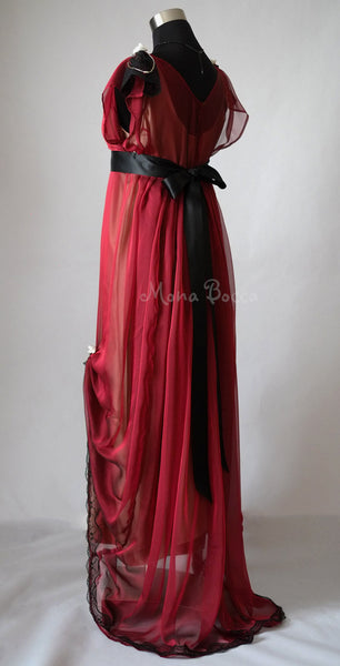 Inspired Titanic 1912 dress Alternative wedding Burgundy red dress Edwardian wine evening dress Gilded Age attire Downton Abbey