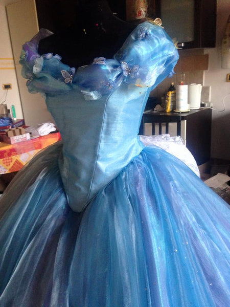 Movie 2015 blue ballgown Ella Cinderella Dress