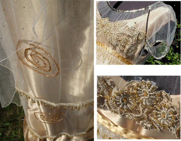 Wedding anniversary dress Gold dress dazzling one of a kind alternative wedding dress Handmade in England LAST ONE