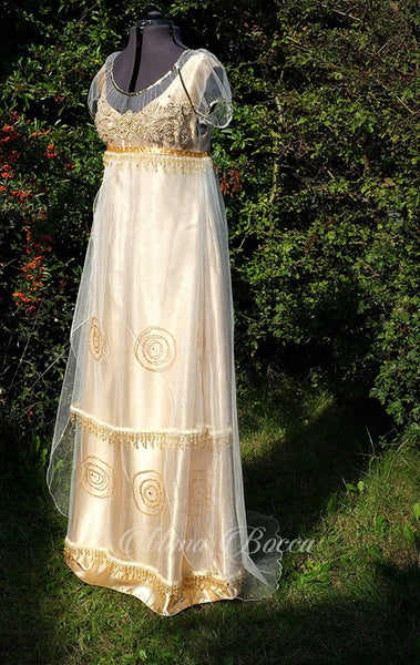 Wedding anniversary dress Gold dress dazzling one of a kind alternative wedding dress Handmade in England LAST ONE