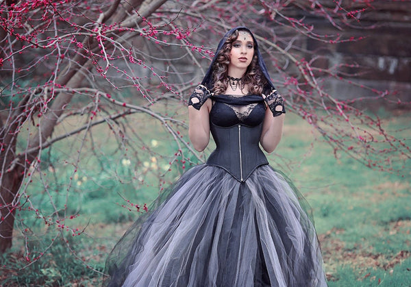 Cosplay Dark Fairy Costume Custom to Order Gothic Tulle Wedding Skirt Two Toned long Petticoat Wedding