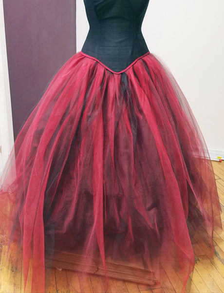 Cosplay Dark Fairy Costume Custom to Order Gothic Tulle Wedding Skirt Two Toned long Petticoat Wedding