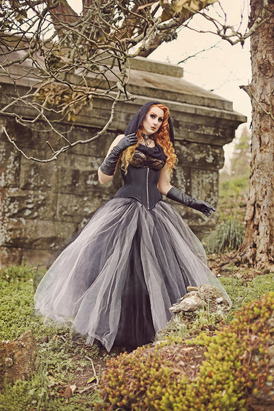 Cosplay Dark Fairy Costume Custom to Order Gothic Tulle Wedding Skirt Two Toned long Petticoat Wedding