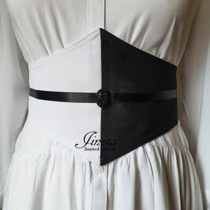 Gift for her Evening corset belt waist size 28 30 a single copy Gothic satin corset belt White Black