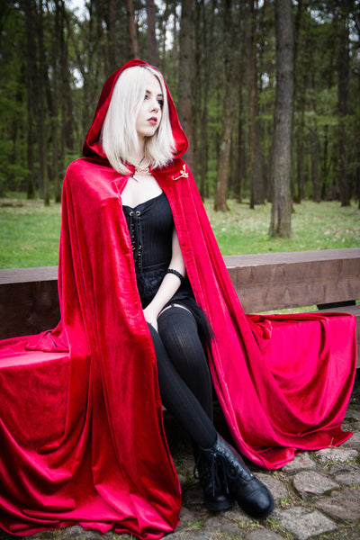 Medieval Cloak Red Cloak Bridal Cape Hooded Cloak Fantasy Cloak Hooded Cape Red Riding Hood