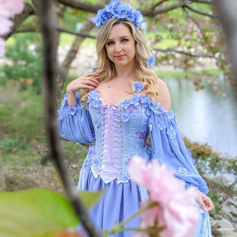 Hydrangea Flowery Renaissance Fair Dress Purple Blue Periwinkle SAMPLE SALE