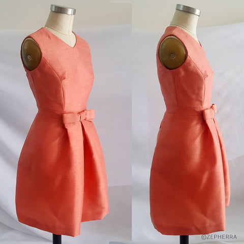 JVintage inspired Dress Cocktail Dress 60s Dress Custom made dress Mother of bride ackie Kennedy Orange Dress Jackie O Dress 1960s