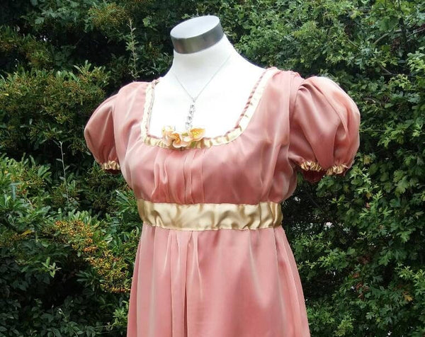 Empire gown Jane Austen ball dress in handmade in England Made to order Jane Austen peach blossom Regency dress