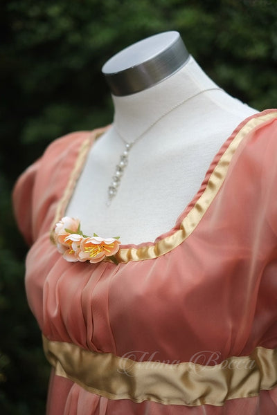 Empire gown Jane Austen ball dress in handmade in England Made to order Jane Austen peach blossom Regency dress