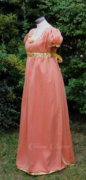 Empire gown Jane Austen ball dress in handmade in England Made to order Jane Austen peach blossom Regency dress