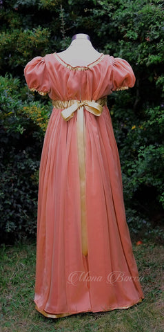 Empire gown Jane Austen ball dress in handmade in England Made to order Jane Austen peach blossom Regency dress