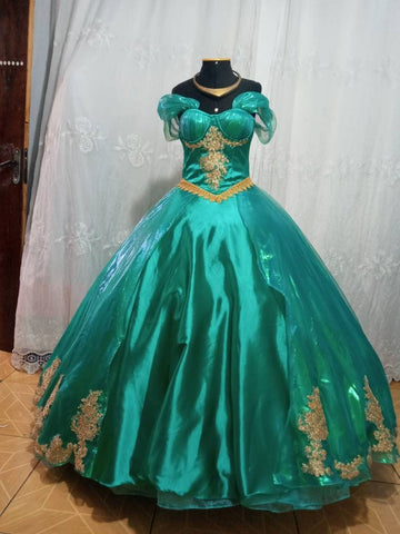 Custom made princess costume Cosplay Jasmine inspired ball gown dress