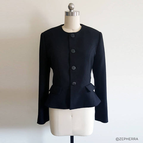 Peplum Jacket Custom made Premium Wool Crepe fabric Gift for women Kate Middleton Jacket Black Wool Coat Winter Coat Black Jacket