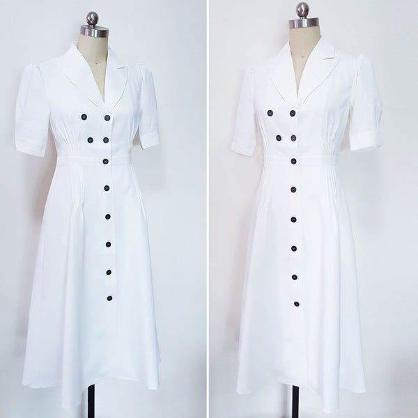 Midi shirtdress retro shirtdress summer dress white dress custom dress Kate Middleton White Shirtdress Wimbleton Day 2 Summer dress