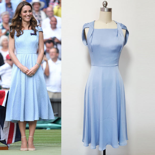 Duchess Cambridge wimbledon dress blue swing dress summer dress jordin dress custom made dress Kate Middleton light blue dress