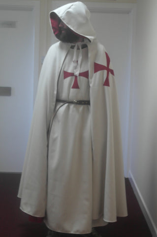 Drill surcoat and lined cloak Knights Templar White cotton