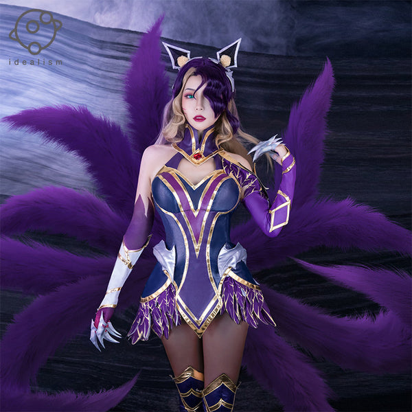 Wig Shoes Nine Tails Wig Props Outfit LOL Coven Ahri Skin Cosplay Costume