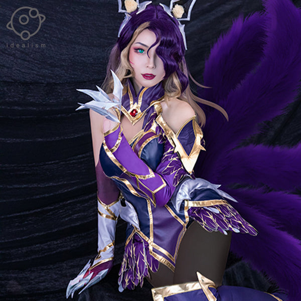 Wig Shoes Nine Tails Wig Props Outfit LOL Coven Ahri Skin Cosplay Costume