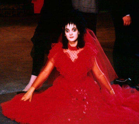 Red Beetlejuice Lydia wedding dress