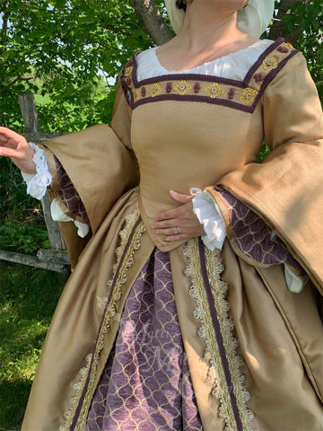 Katherine Parr Boleyn Queen French hood costume NEW Purple Gold Tudor Court mid 1500s princess Royalty Renaissance dress