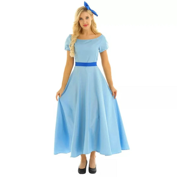 Adults Princess Costume Prom Dress Wendy Peter Pan Cosplay Dress Blue