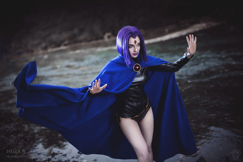 Individual high quality costume cloack mantle Raven cosplay cape teen titans raven COLOURS custom