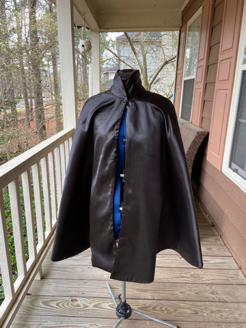 Cape or Cloak Black and Red Reversible Satin Cosplay