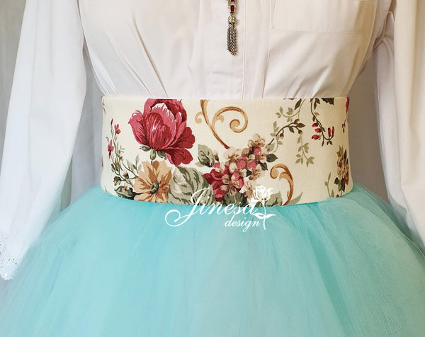 Wide prom belt Gift for her Waist corset belt tapestry floral print