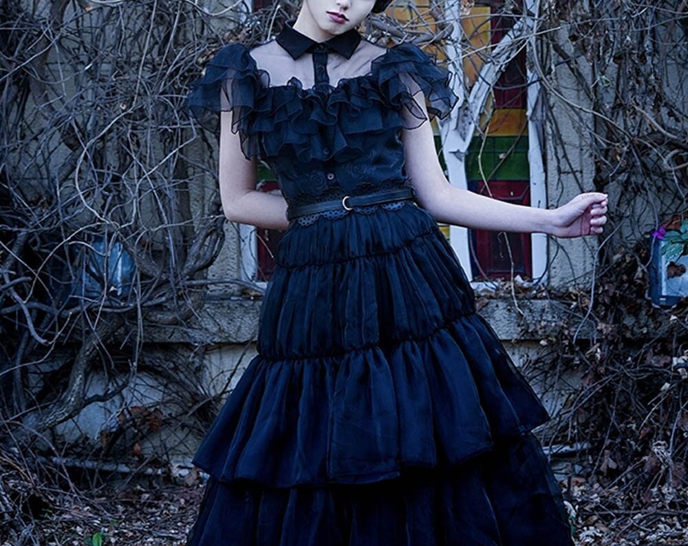 The Addams Family Wednesday Halloween Suit Wednesday Addams Dance Dres –  Cosplayrr