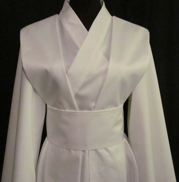 Wedding Bridal Formal Costume Cosplay Size 4 6 8 10 12 14 White Satin Kimono With Tabard and Obi Warrior Samurai